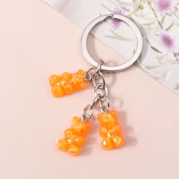 Aihua 12 Colors Cute Cartoon Candy Color Gummy Bear Keychains for Women Girls Resin Bear Keychains Sweet Jewelry Gifts