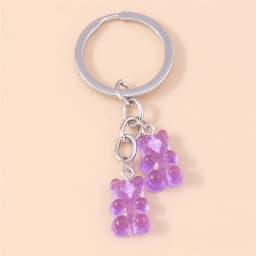Aihua 12 Colors Cute Cartoon Candy Color Gummy Bear Keychains for Women Girls Resin Bear Keychains Sweet Jewelry Gifts