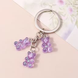 Aihua 12 Colors Cute Cartoon Candy Color Gummy Bear Keychains for Women Girls Resin Bear Keychains Sweet Jewelry Gifts