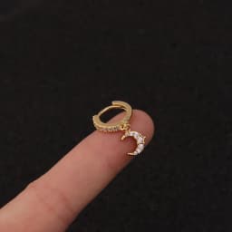 1PC Steel Dangle CZ Cartilage Hoop With Brass Crown Heart Pendant Rook Tragus Lobe Helix Lip Ear Piercings Gift Jewelry 20G