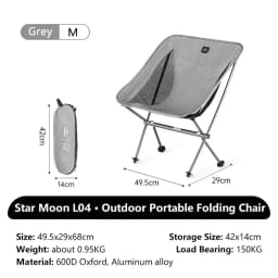 Naturehike Ultralight Folding Chair L04 150kg Load Capacity for Fishing Picnic Outdoor Hiking Moon Chair Portable Relax Chair