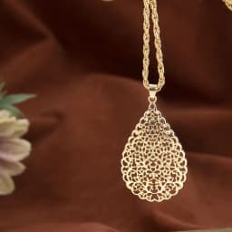 Sunspicems Gold Color Arabian Women Jewelry Set Hollow Teardrop Earrings Pendant Necklace Moroccan Bridal Bijoux Beach Jewel