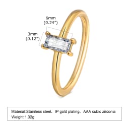 Minimalist Water Drop White Zircon Women Ring, Wave Drop Stainless Steel Ring, 18K Gold Plated Waterproof Luxury Jewelry