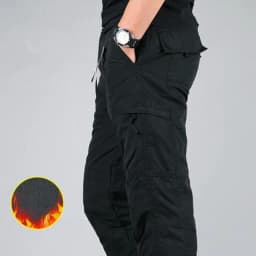 2025 Winter Thick Fleece Casual Pants Men Cotton Military Tactical Baggy Cargo Pants Double Layer Velvet Warm Thermal Trousers