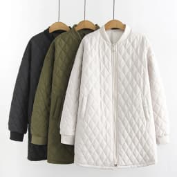Women's Cotton Padded Parkas, Long Sleeve, Anti-Static Zipper, Wadded Jacket, Argyle Coat, Plus Size Clothing, Autumn, Winter
