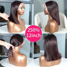 13x6 13x4 Frontal Bob 100%Human Hair Lace Front Wig Dark 99J Burgundy Square Cut Raw Vietnamese Bone Straight 250% Pre Plucked