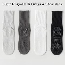 4 Pairs 100% Cotton Yoga Socks for Women Mid Calf Solid Color Non-Slip Pilates Sock Winter Fitness Gym Floor Silicone Grip Socks