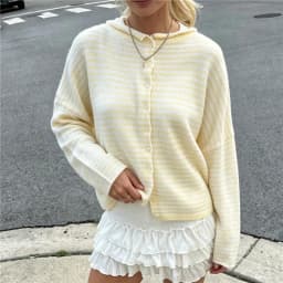 Casual Loose Cardigan For Women Autumn Long Sleeve Knitwear Y2K Outerwears Women's Fashion Stripes Sweater Female Top