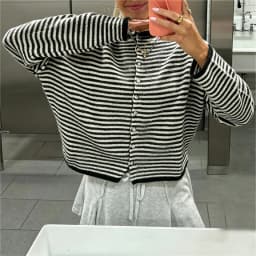Casual Loose Cardigan For Women Autumn Long Sleeve Knitwear Y2K Outerwears Women's Fashion Stripes Sweater Female Top