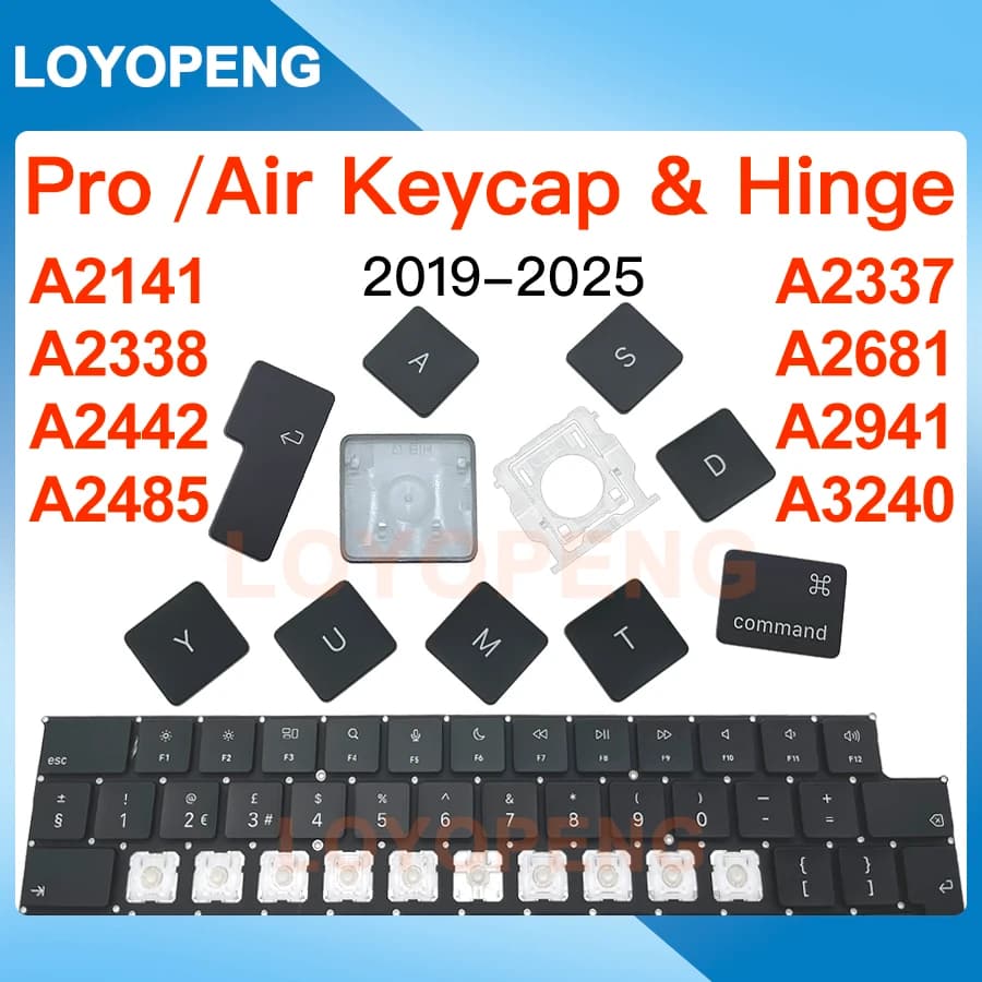New For Macbook Pro Air Keycaps Keys Key Cap + Hinge A2141 A2337 A2338 A2442 A2485 A2681 A2941 A2779 A2992 A3113 A3240