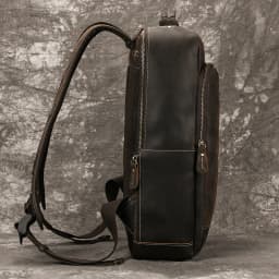 Men's Crazy Horse Leather Backpack 15.6" Laptop Cow Leather Daypack Large Capacity Male Travel Backpack With USB Cable