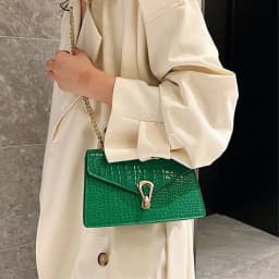 Crocodile Pattern Shoulder Bags For Women Fashion Chains Squre Bag Purse Female Pu Leather Crossbody Handbag Daily Phone Clutch