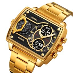 Skmei Mens Multiple Time Zone Sports Watches Fashion Digital Analog Display Waterproof Quartz Wristwatch Led Chrono Alarm Clock