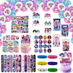 KPOP Birthday Party Supplies Set with Tattoo Stickers Slap Bracelets Paper Glasses Tablecloth Balloons - Theme Decor Gift Bags