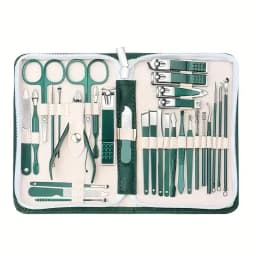 30pcs Professional Stainless Steel Nail Clipper Set Green Nail Tools Manicure Pedicure Set of 30pcs Travel Grooming Kit