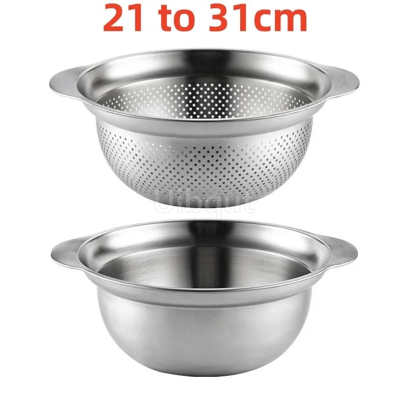 Vegetable washing basin Basket rice washing artifact Fruit filter basin Strainer Kitchen items 304 stainless steel drain basket
