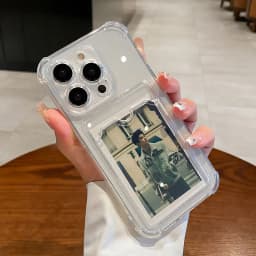 Transparent Card Slot Bag Holder Case For iPhone 18 17 16 15 14 13 12 11 Pro Max Mini Plus XR Clear Wallet Shockproof Soft Cover