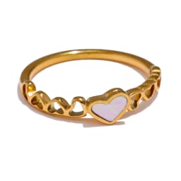 Yhpup High Quality Minimalist Stainless Steel PVD Plated Heart Geometric Chic Finger Ring Golden Fashion Jewelry Women Gift