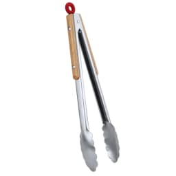 Leeseph Stainless Steel Kitchen Tongs, 9" and 12" Locking Metal Food Tongs with Wooden Grips, Barbecue Tongs for Pans and BBQ