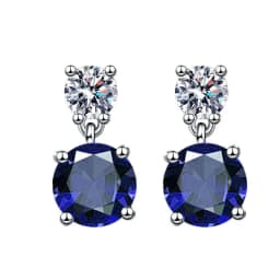 925 Sterling Silver Geometric Stylish Simple Round Zircon Multicolor Women's Daily Elegance Stud Earrings