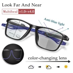 Men Women Reading Glasses Photochromic Classic Square Far Sight Presbyopic Glasses Anti Blue Light Blocking Ultralight Eyewear