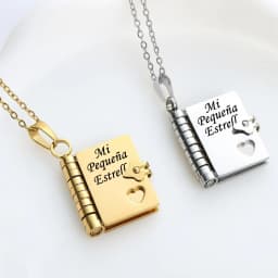 Mi Pequeña Estrella Book Necklaces Daughter Son My Little Star Openable Book Pendant Spanish Mi Campeón Necklace German Jewelry