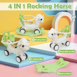 2 in 1 Convertible Unicorn Rocking Horse for Toddlers, Kids Ride On Toy with Anti-Fall Guardrail and Safety Belt, Baby Birthday Gift for 12-36 Months