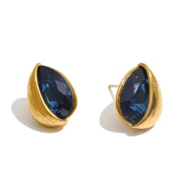 Yhpup Stainless Steel Stud Earrings Multi Color K9 Crystal Fluted Golden Hull Runway Inspired Fashion Jewelry Recommend