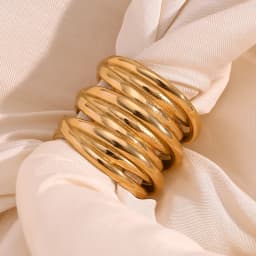 MamacitaSlay Minimalist 316L Stainless Steel Multilayer Winding Ring Waterproof 18K Gold Plated Jewelry Women's Unique Cool Ring