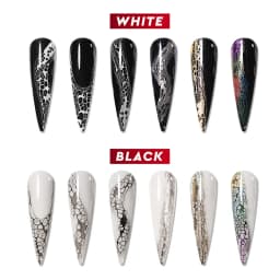 5ml Professional Black White Lace Gel Nail Polish Hole Grid Effect Magic Wave Gel Nail Polish Nail Art Soak off UV/LED Nail Gel