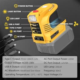 220W Power Inverter DC 18V-21V To AC 220V for Makita for Milwaukee for Einhell for DeWalt for Bosch USB Type-C DC Port Output