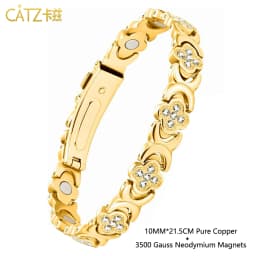CATZ Pure Copper Women's Bracelet, Super Magnetic Therapy Pain Relief Bracelet with Cubic Zirconia for Gift for Woman