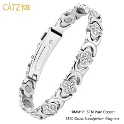CATZ Pure Copper Women's Bracelet, Super Magnetic Therapy Pain Relief Bracelet with Cubic Zirconia for Gift for Woman