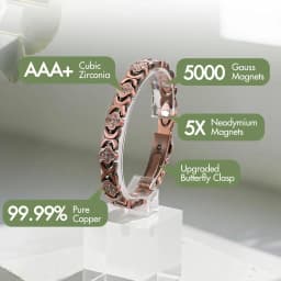 CATZ Pure Copper Women's Bracelet, Super Magnetic Therapy Pain Relief Bracelet with Cubic Zirconia for Gift for Woman