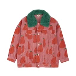 Autumn JM Children's Clothing Baby Girls Fur Collar Corduroy Jacket Pants Suits Kids Cherry Printed Coat Doll Neck T-shirt Skirt