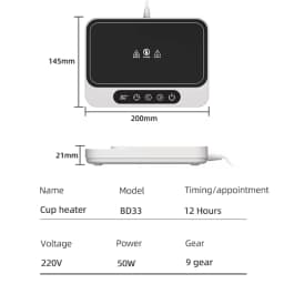 50W Cup Heater Mug Warmer Electric Hot Plate 9 Gear Temperature Warmer Coaster Heating Lunch Box Milk Coffee Home Office