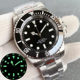 Tandorio Black Dial 40mm Miyota 8215 PT5000 Mechanical Dive Watch Men 200M Waterproof Lume Sapphire Stainless Steel Bracelet