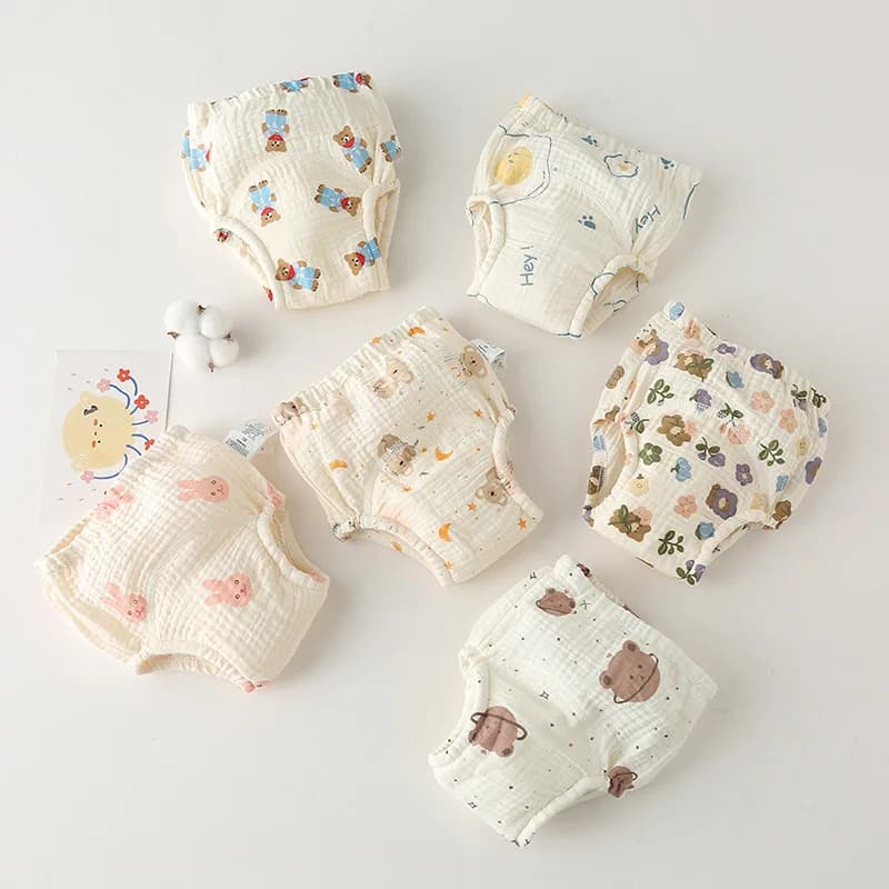 Washable Baby Training Pants Cotton Diapers Bubble Gauze Nappy Breathable Reusable Children's Underwear Toddler Cloth Diapers