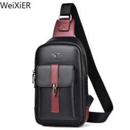Chest Bag Men's Leather Shoulder Bag Sports Multi-function Cross Body Running Waterproof Training Travel Messenger Pack Handbag