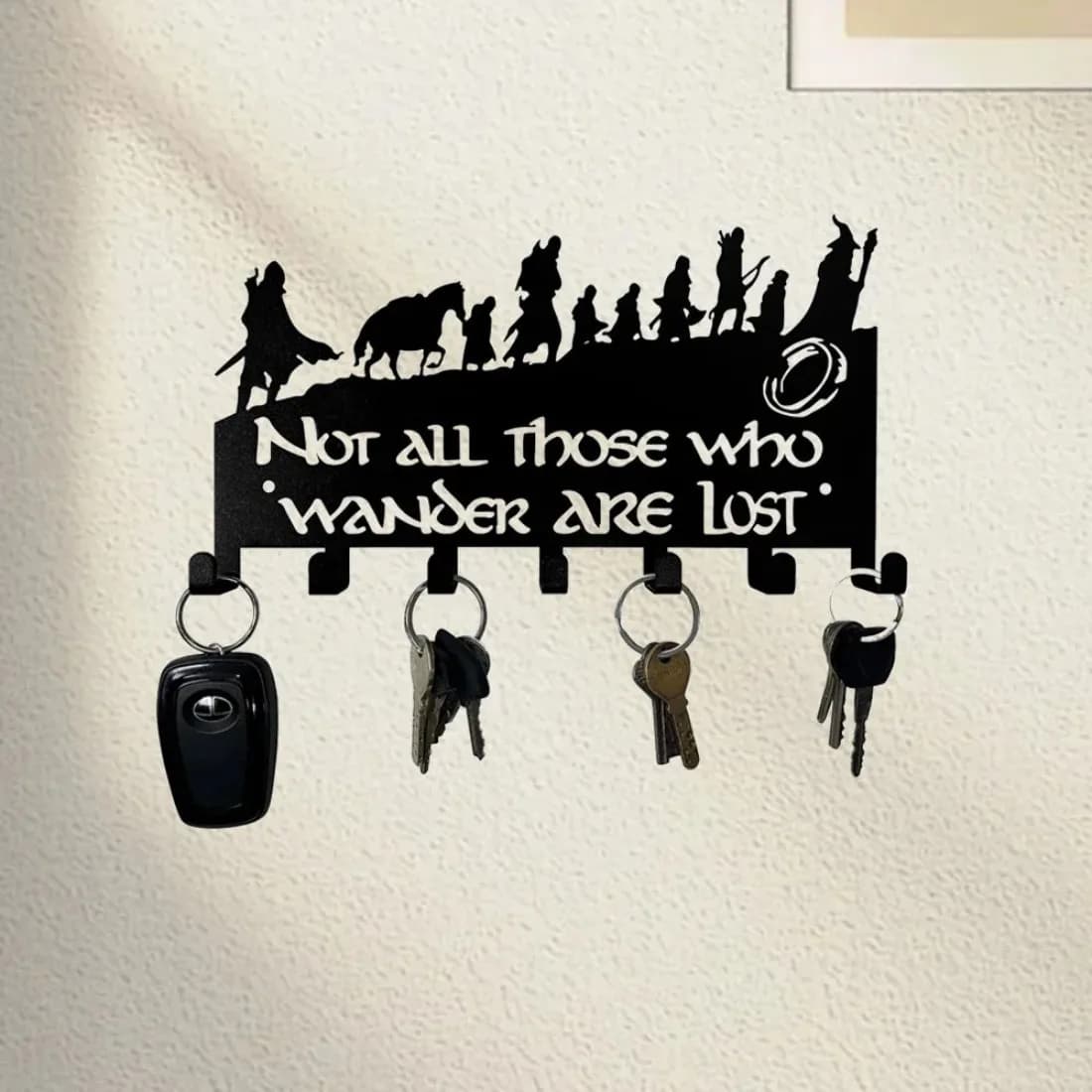 Wall Mount Key Holder Metal, Decorative Key Organizer with Hooks for Home Storage