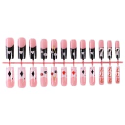 24pcs Long Coffin French Fake Nails European Poker Elements Printed Design Press on Nails Long Ballet False Nail Patches