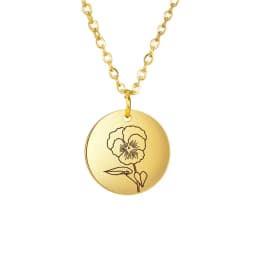 Skyrim Birth Flower Pendant Necklace Women Stainless Steel Flora Gladiolus Poppy Peony Rose Daisy Necklace Personalized Jewelry