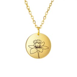 Skyrim Birth Flower Pendant Necklace Women Stainless Steel Flora Gladiolus Poppy Peony Rose Daisy Necklace Personalized Jewelry