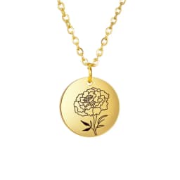 Skyrim Birth Flower Pendant Necklace Women Stainless Steel Flora Gladiolus Poppy Peony Rose Daisy Necklace Personalized Jewelry