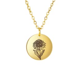Skyrim Birth Flower Pendant Necklace Women Stainless Steel Flora Gladiolus Poppy Peony Rose Daisy Necklace Personalized Jewelry