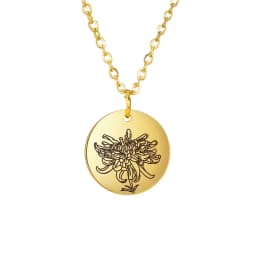 Skyrim Birth Flower Pendant Necklace Women Stainless Steel Flora Gladiolus Poppy Peony Rose Daisy Necklace Personalized Jewelry
