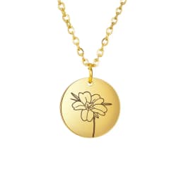 Skyrim Birth Flower Pendant Necklace Women Stainless Steel Flora Gladiolus Poppy Peony Rose Daisy Necklace Personalized Jewelry