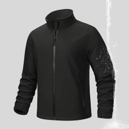 TACVASEN Fleece Lined Softshell Jacket Men's Full Zip Up Rain Jacket Outdoor Work Jacket Spring Trekking Hiking Windbreaker Male