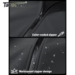 TACVASEN Fleece Lined Softshell Jacket Men's Full Zip Up Rain Jacket Outdoor Work Jacket Spring Trekking Hiking Windbreaker Male