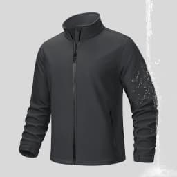 TACVASEN Fleece Lined Softshell Jacket Men's Full Zip Up Rain Jacket Outdoor Work Jacket Spring Trekking Hiking Windbreaker Male